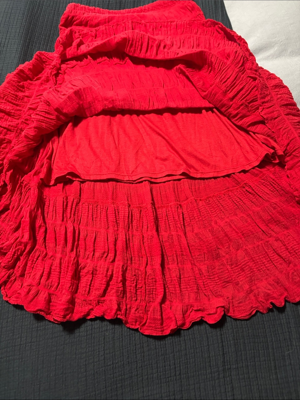 Max Studio Vibrant Red Tiered Maxi Skirt - Picture 3 of 5